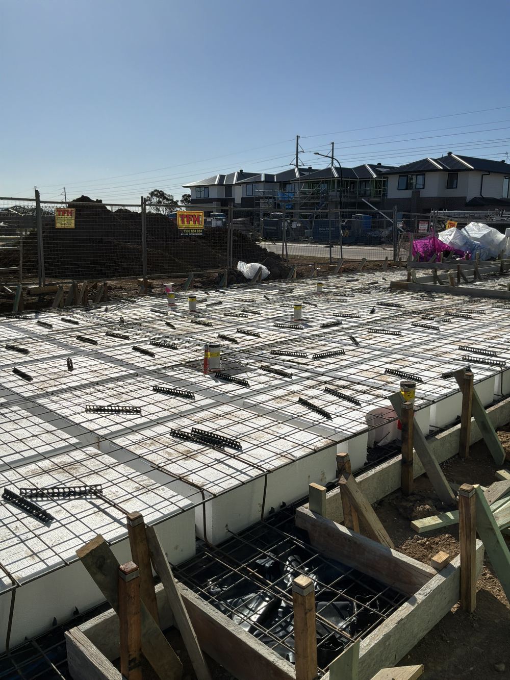 Shower recess still unformed in the slab a short time before the pour, Rouse Hill