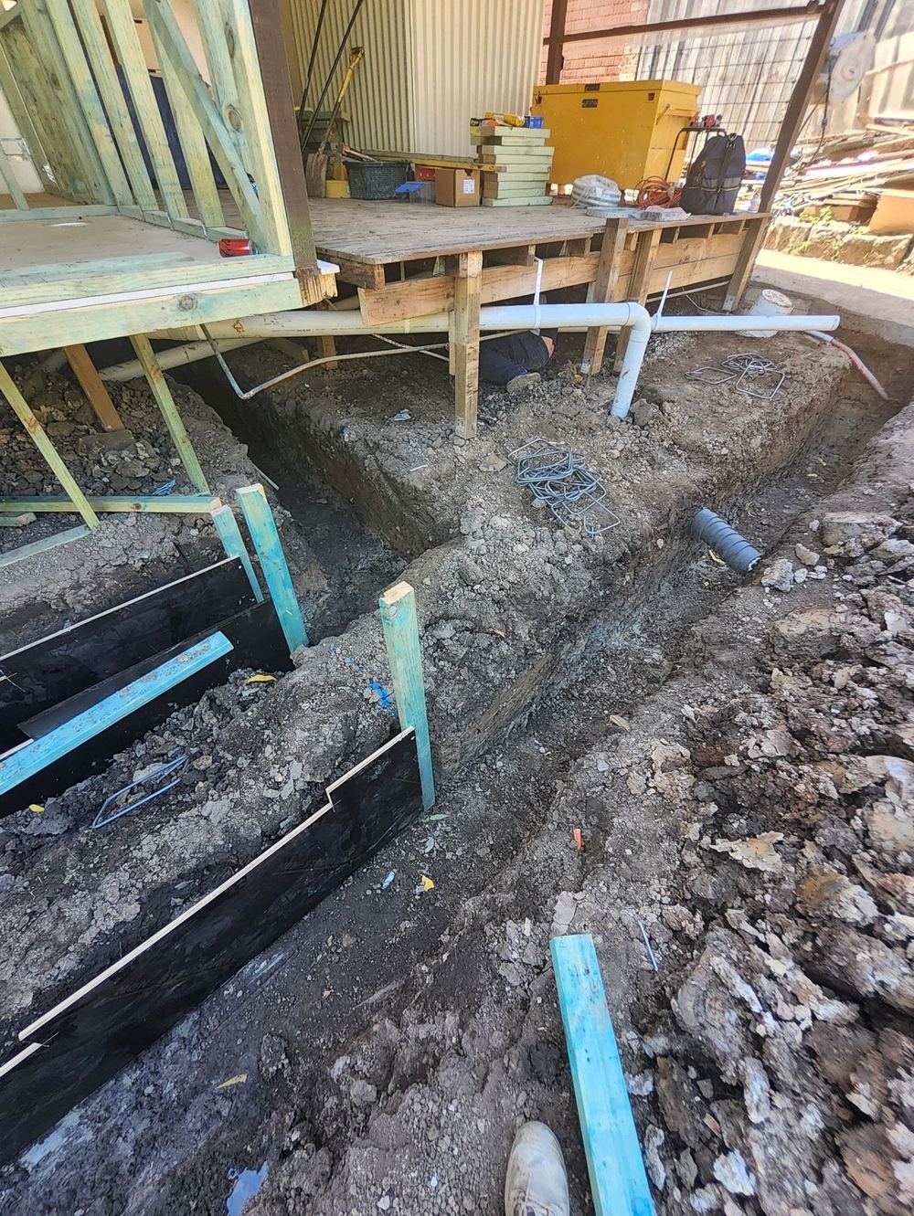 Gap in the strip footing set out ahead of concrete, found during a bored pier inspection in Pennant Hills