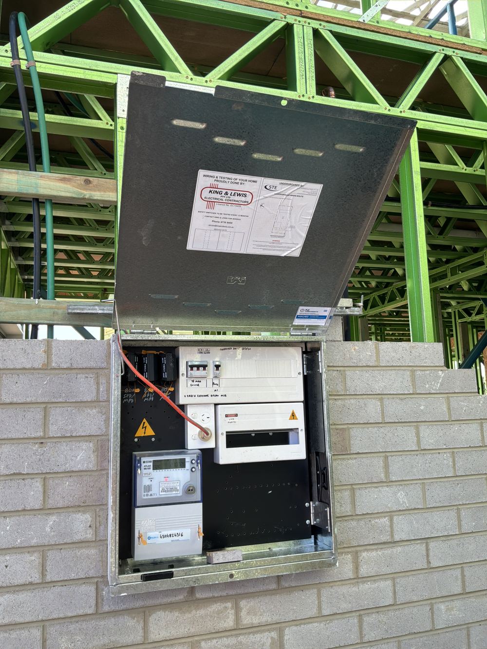 Termite management notice still missing from the meter box at frame stage, Rouse Hill