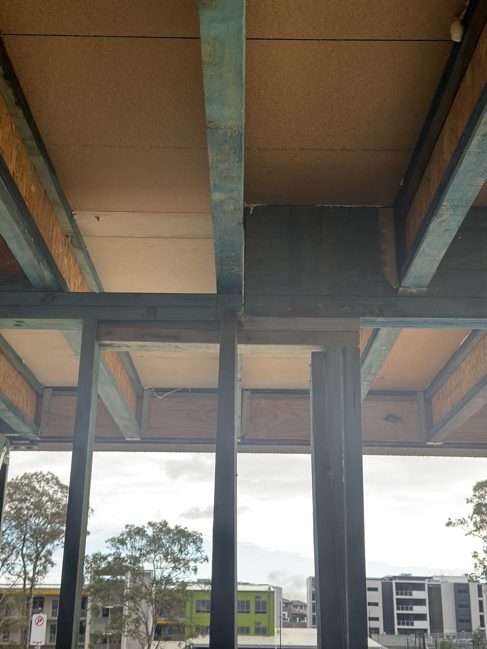 Top plate joint not landing on a stud, so the load has no direct support, found during a frame inspection in Rouse Hill